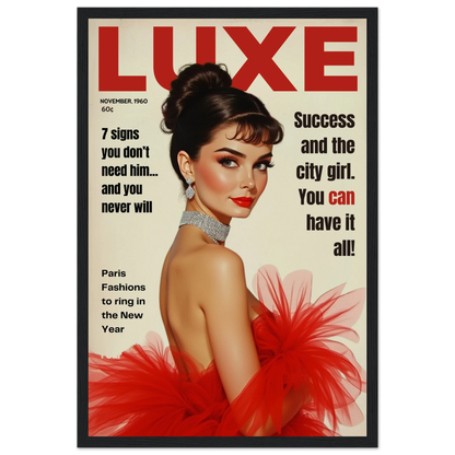 Audrey Hepburn Vintage Fashion Art Print Black Wood Frame 30x45 cm 12x18″ Premium Matte Paper Wooden Framed Poster
