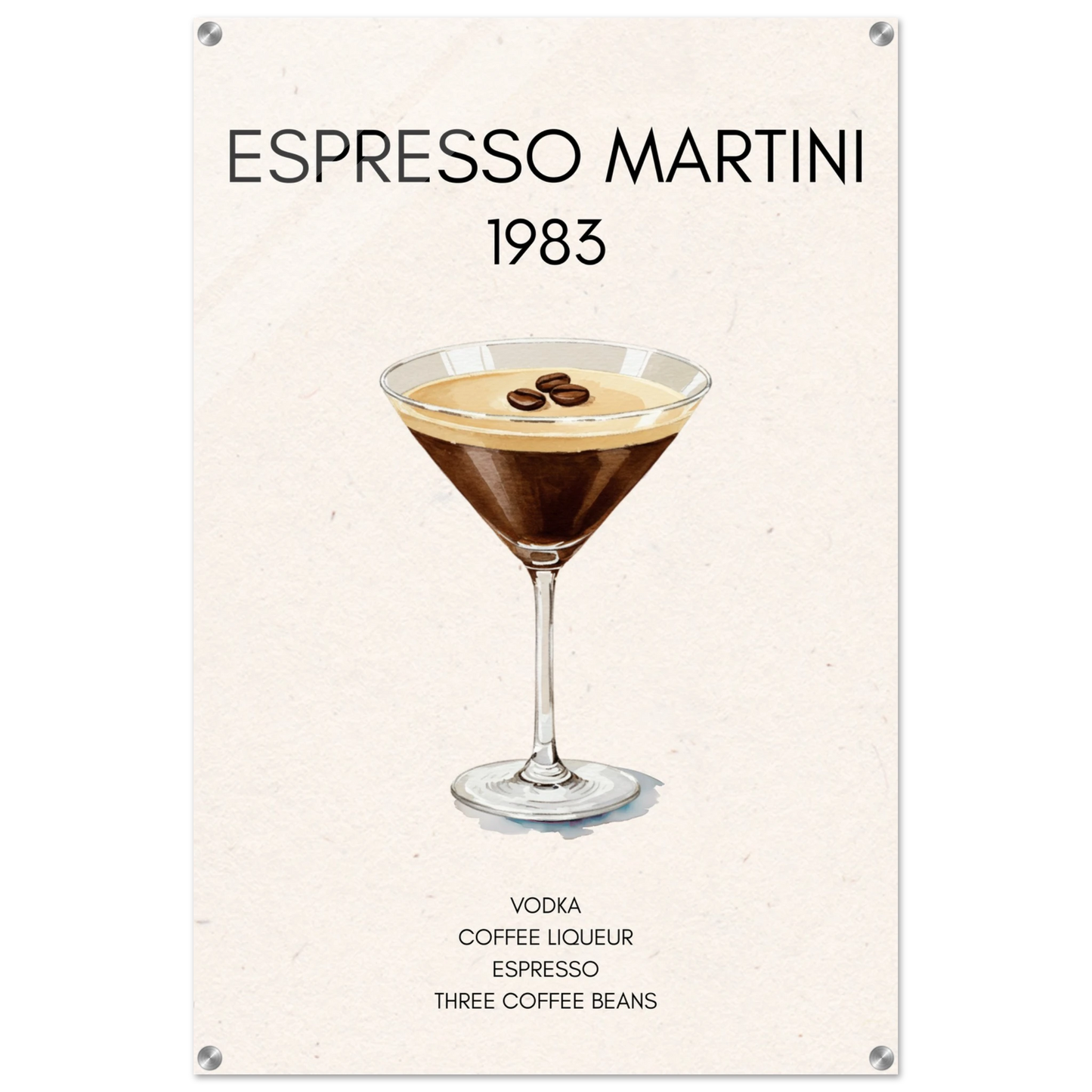 Espresso Martini Cocktail Bar Poster Print No Frame 60x90 cm 24x36″ Sleek Acrylic Print