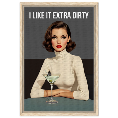 Extra Dirty Martini Cocktail Bar Art Print Light Wood Frame Framed Canvas 40x60 cm 16x24″