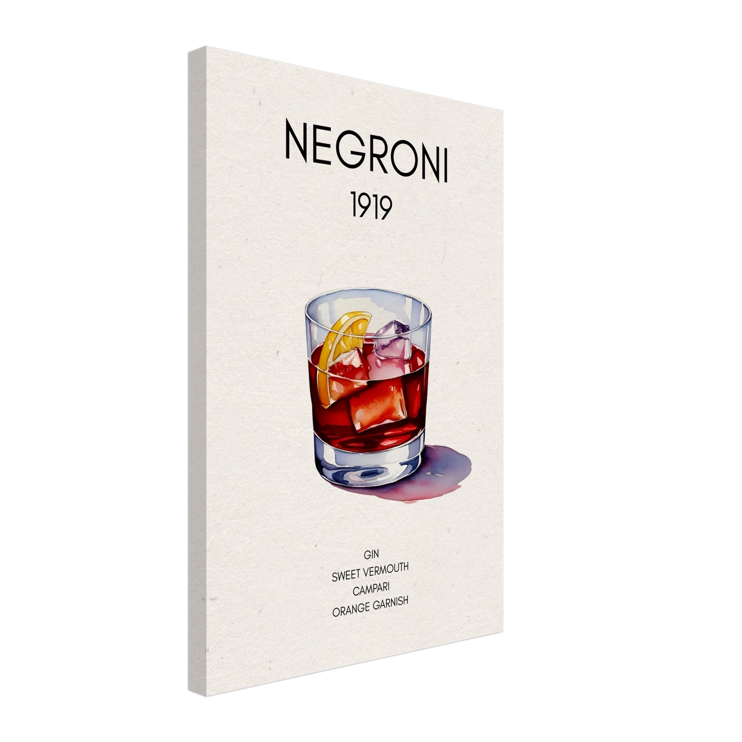 Negroni Cocktail Bar Poster Print No Frame 40x60 cm 16x24″ Gallery Wrapped Canvas