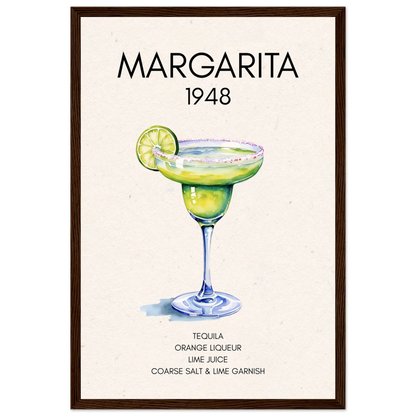 Margarita Cocktail Bar Art Print Dark Brown Wood Frame 30x45 cm 12x18″ Premium Matte Paper Wooden Framed Poster