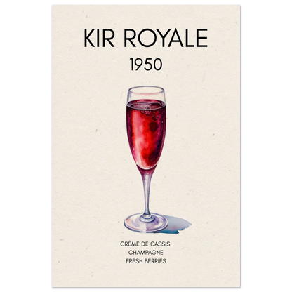 Kir Royale Champagne Cocktail Bar Art Print No Frame 60x90 cm 24x36″ Museum-Quality Matte Paper Poster
