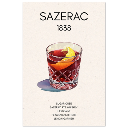 Sazerac Cocktail Bar Art Print No Frame 40x60 cm 16x24″ Premium Matte Paper Poster