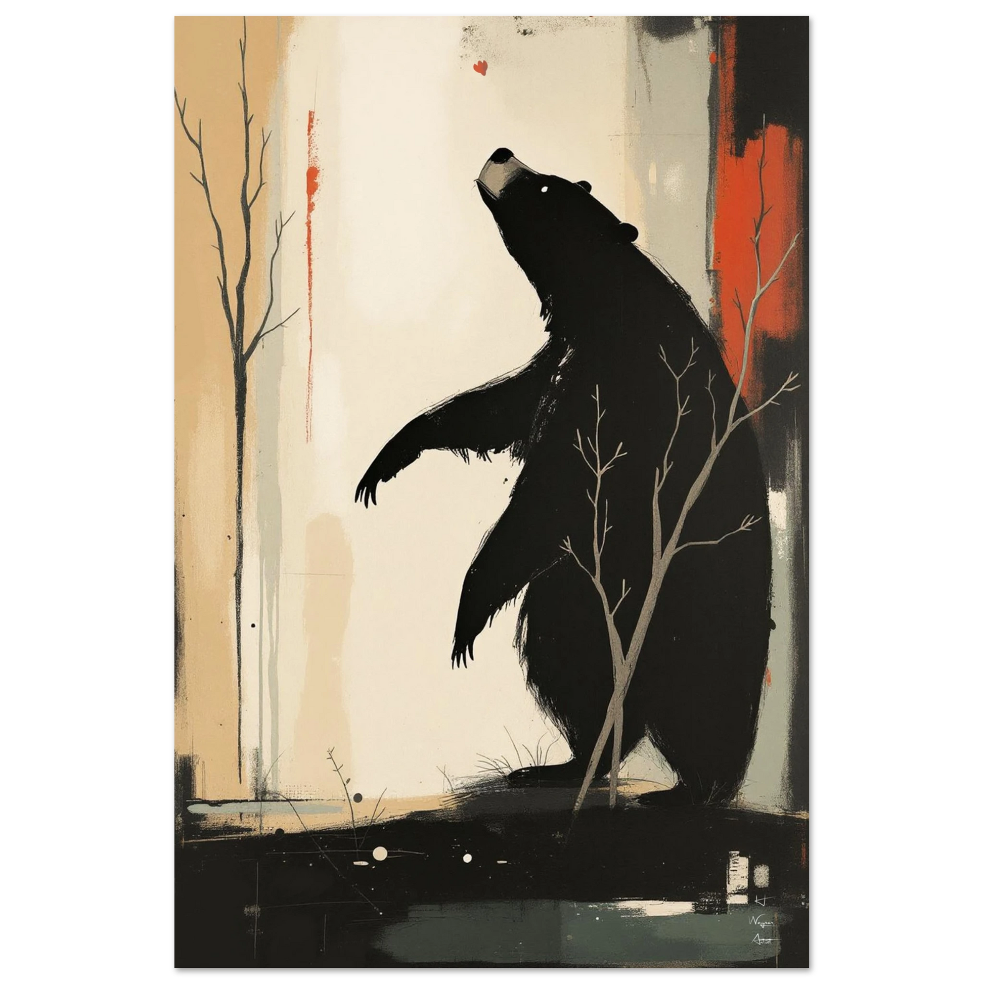 Abstract Bear Wildlife Art Print 40x60 cm 16x24″ Premium Matte Paper Poster No Frame