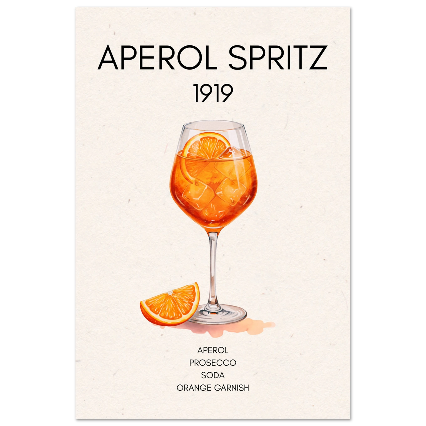Aperol Spritz Cocktail Bar Poster Print No Frame 40x60 cm 16x24″ Classic Matte Paper Poster