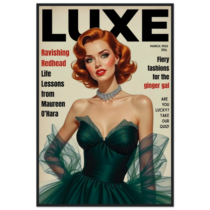 Maureen O'Hara Vintage Fashion Art Poster Print Black Wood Frame 60x90 cm 24x36″ Museum-Quality Matte Paper Wooden Framed Poster