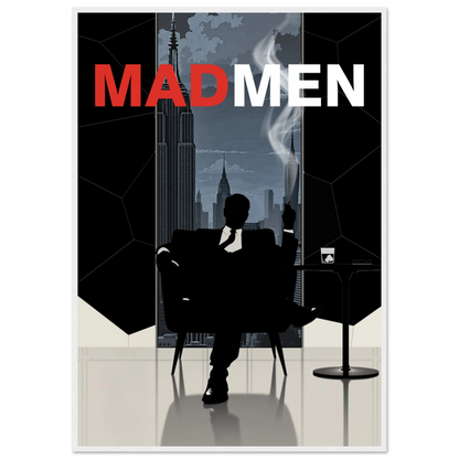 Mad Men Don Draper Retro Art Print White Wood Frame 70x100 cm 28x40″ Classic Matte Framed Poster