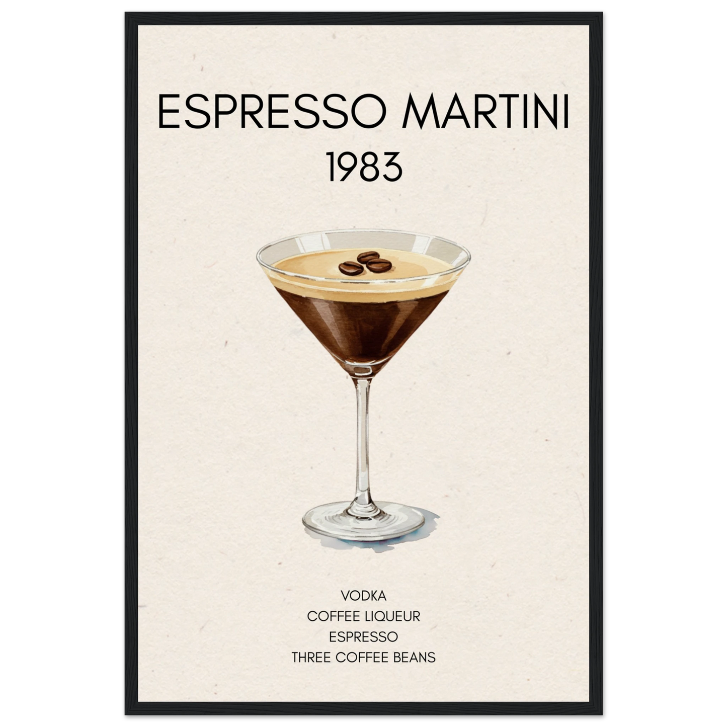 Espresso Martini Cocktail Bar Poster Print Black Wood Frame 40x60 cm 16x24″ Museum-Quality Matte Paper Wooden Framed Poster