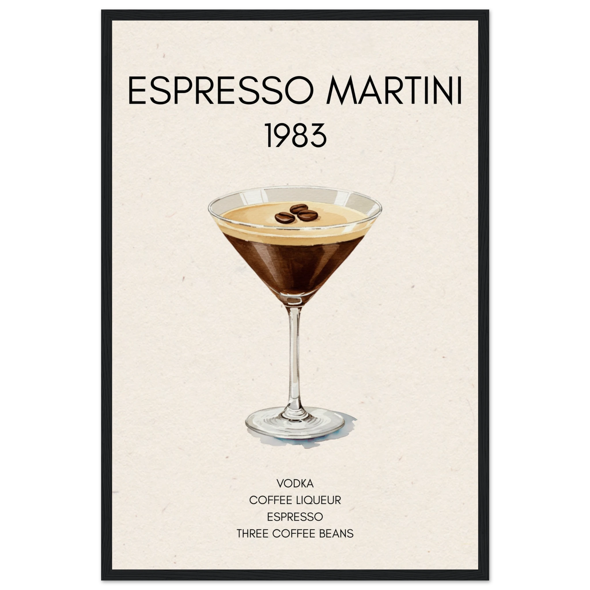 Espresso Martini Cocktail Bar Poster Print Black Wood Frame 40x60 cm 16x24″ Museum-Quality Matte Paper Wooden Framed Poster