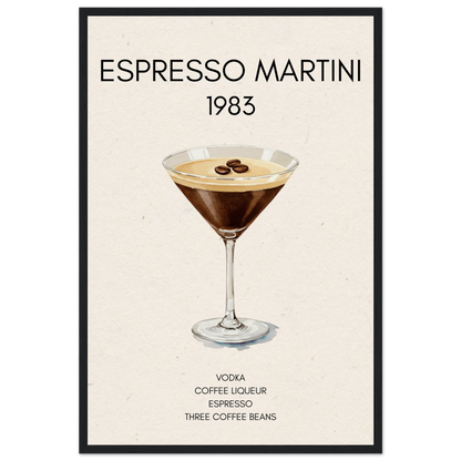 Espresso Martini Cocktail Bar Poster Print Black Wood Frame 40x60 cm 16x24″ Museum-Quality Matte Paper Wooden Framed Poster
