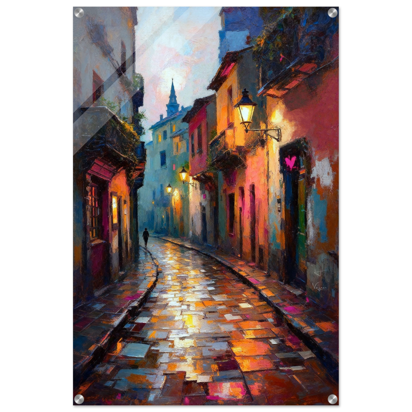 Old Europe Romantic Street Art Print 60x90 cm 24x36″ Sleek Acrylic Print No Frame