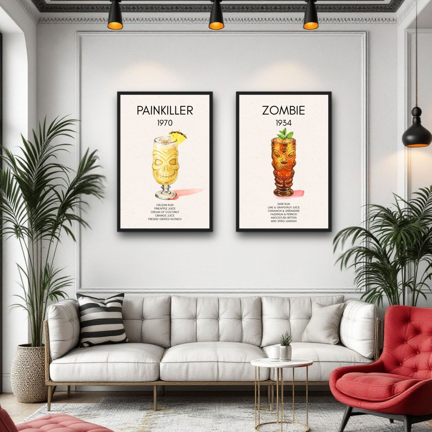 Painkiller Cocktail Bar Art Poster Print Light Wood Frame 60x90 cm 24x36″ Museum-Quality Matte Paper Wooden Framed Poster