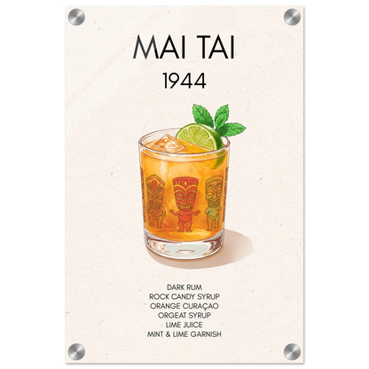 Mai Tai Tropical Cocktail Bar Poster Print No Frame 30x45 cm 12x18″ Sleek Acrylic Print
