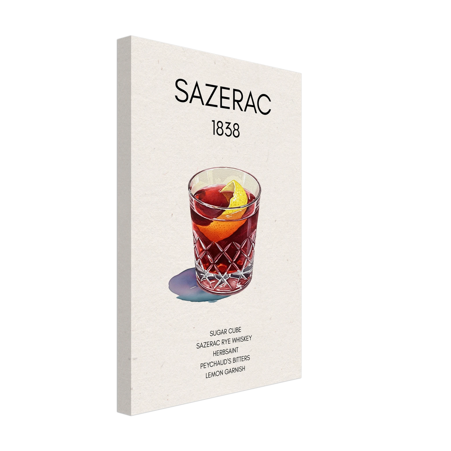 Sazerac Cocktail Bar Poster Print No Frame 30x45 cm 12x18″ Gallery Wrapped Canvas