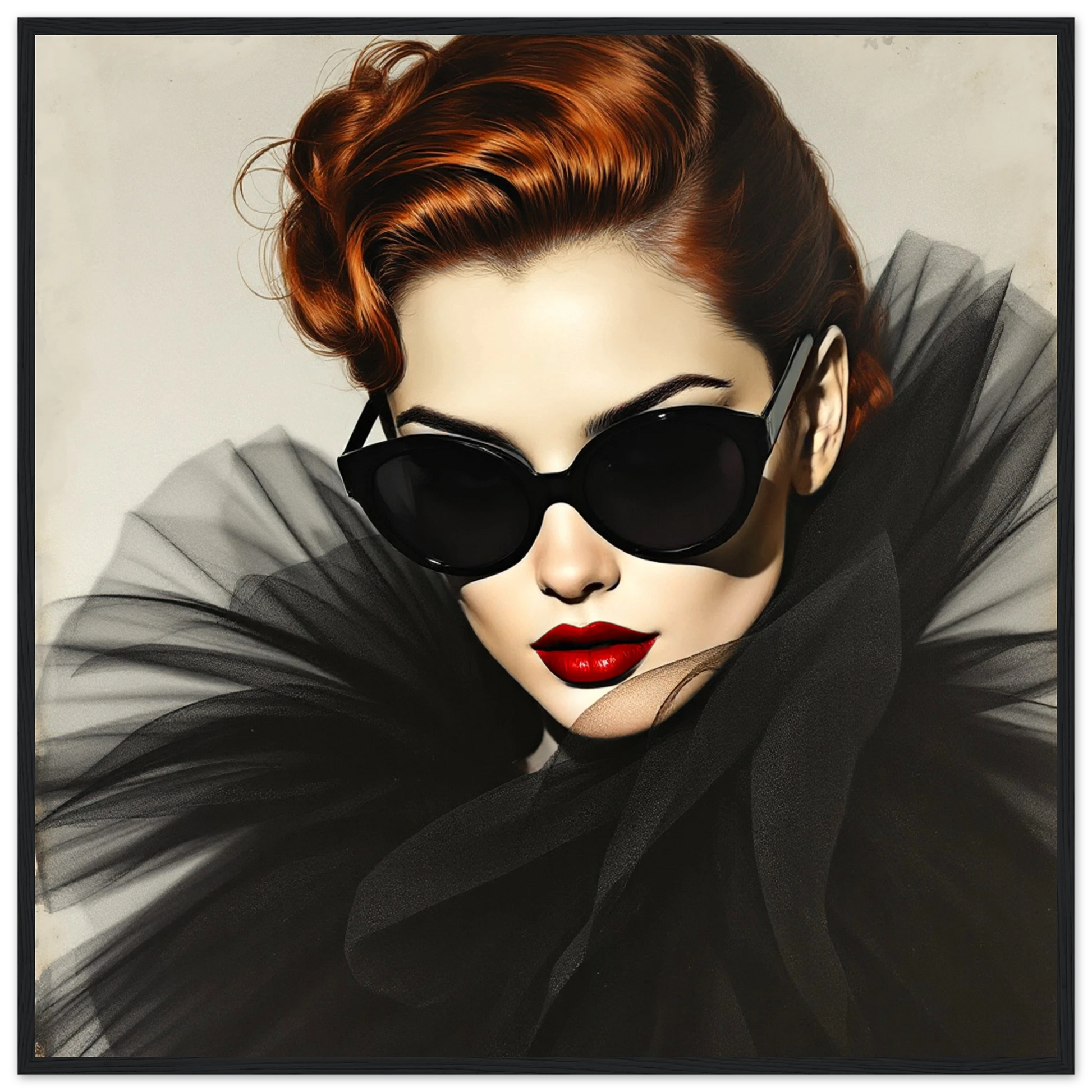 Femme Fatale Paris Runway Fashion Art Print 70x70 cm 28x28″ Premium Matte Paper Wooden Framed Poster