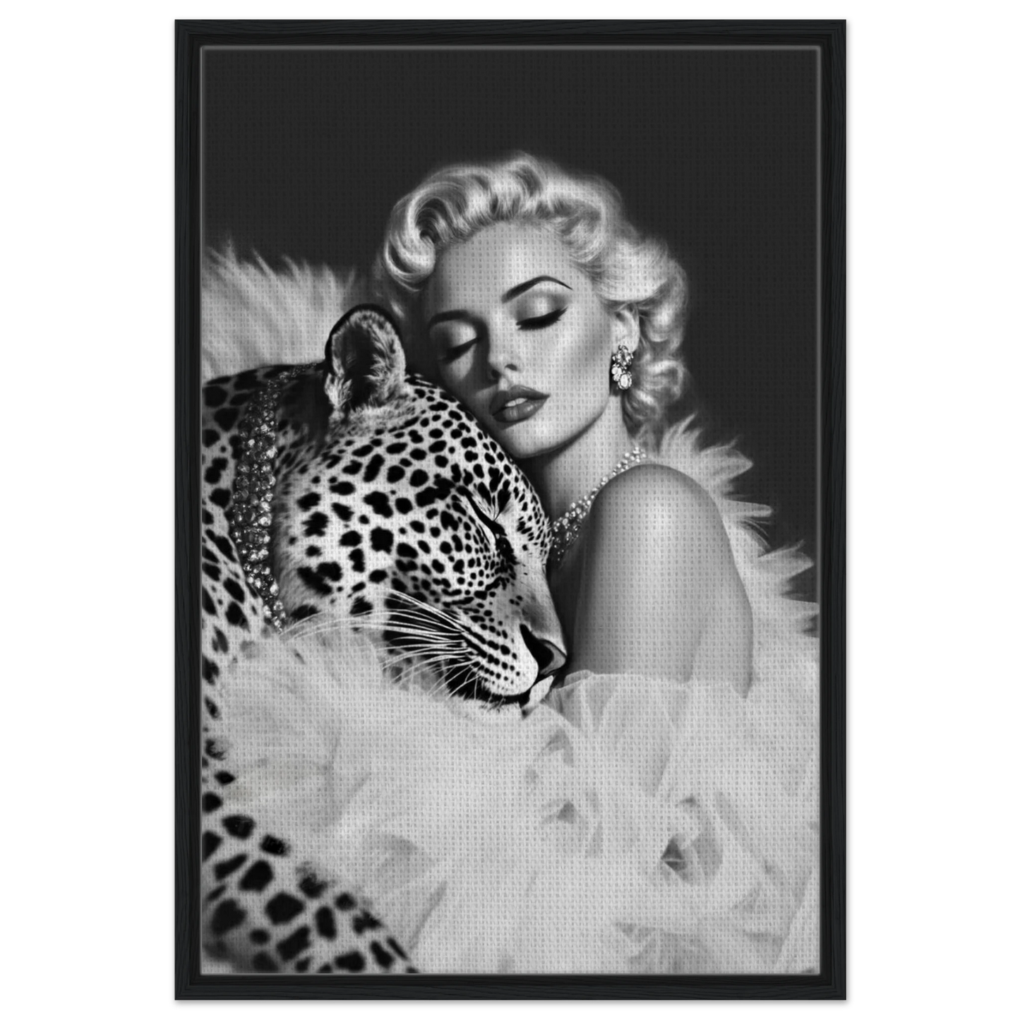 Marilyn Monroe Leopard Art Print Black Wood Frame 60x90 cm 24x36″ Framed Canvas