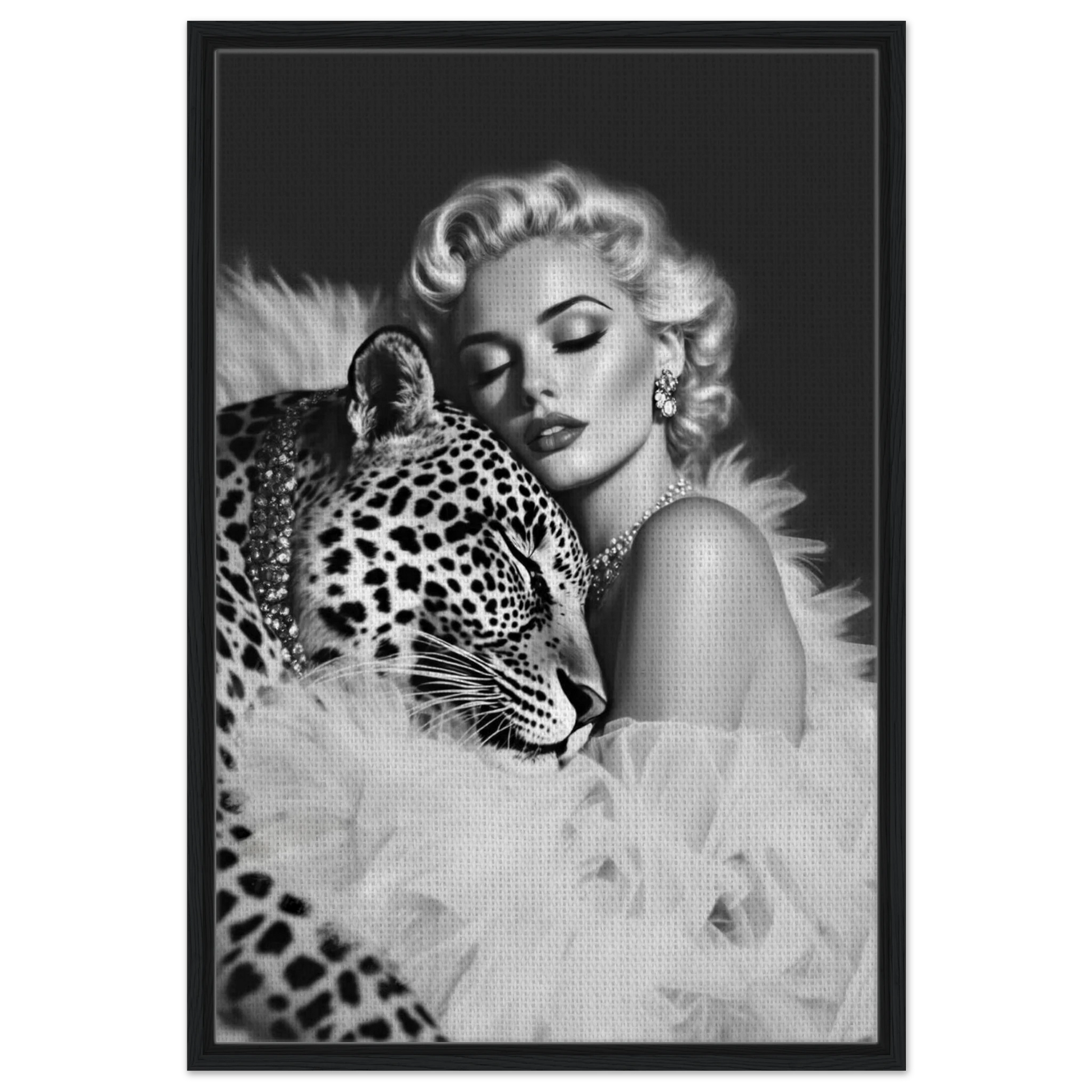 Marilyn Monroe Glam Leopard Art Print Black Wood Frame 60x90 cm 24x36″ Framed Canvas