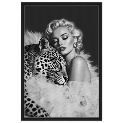 Marilyn Monroe Glam Leopard Art Print Black Wood Frame 60x90 cm 24x36″ Framed Canvas