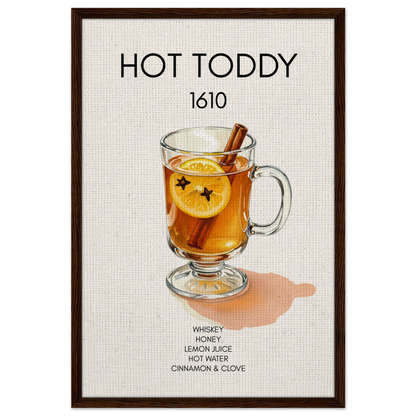 Hot Toddy Cocktail Bar Art Print Dark Brown Wood Frame 60x90 cm 24x36″ Framed Canvas