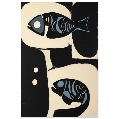 Abstract Mid-Century Modern Fish Art Print No Frame 60x90 cm 24x36″ Classic Matte Paper Poster