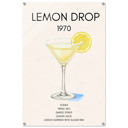 Lemon Drop Martini Cocktail Bar Art Print No Frame 60x90 cm 24x36″ Sleek Acrylic Print