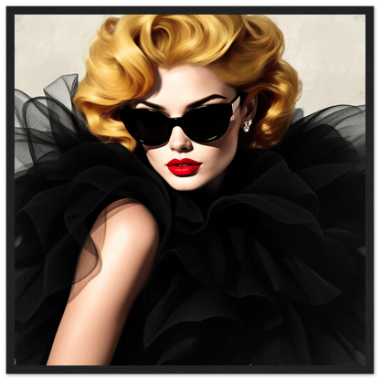 Paris Avant-Garde Retro Fashion Model Art Print 50x50 cm 20x20″ Premium Matte Wooden Framed Poster