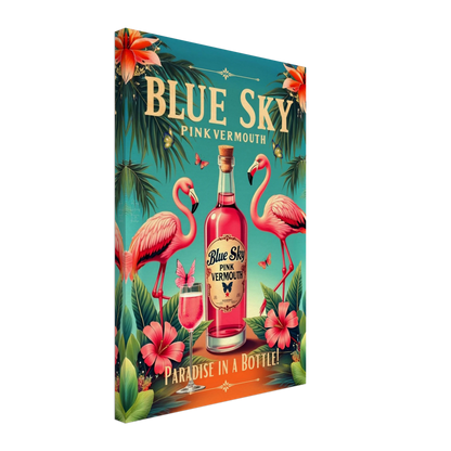 Vintage Pink Flamingo Tiki Bar Art Print 40x60 cm 16x24″ Gallery Wrapped Canvas No Frame