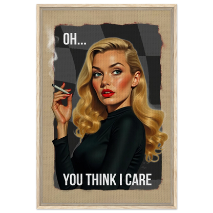 Retro Blonde Bombshell 1960s Funny Quote Art Print Light Wood Frame 60x90 cm 24x36″ Framed Canvas