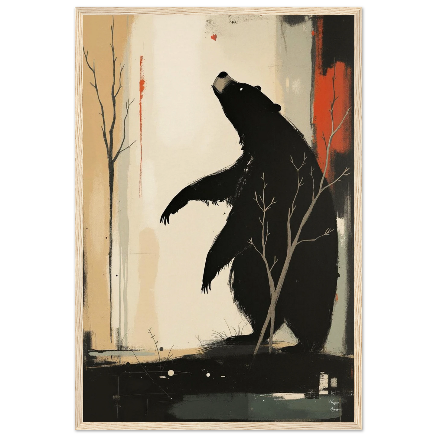 Abstract Bear Wildlife Art Print 40x60 cm 16x24″ Museum-Quality Matte Paper Wooden Framed Poster Light Wood Frame