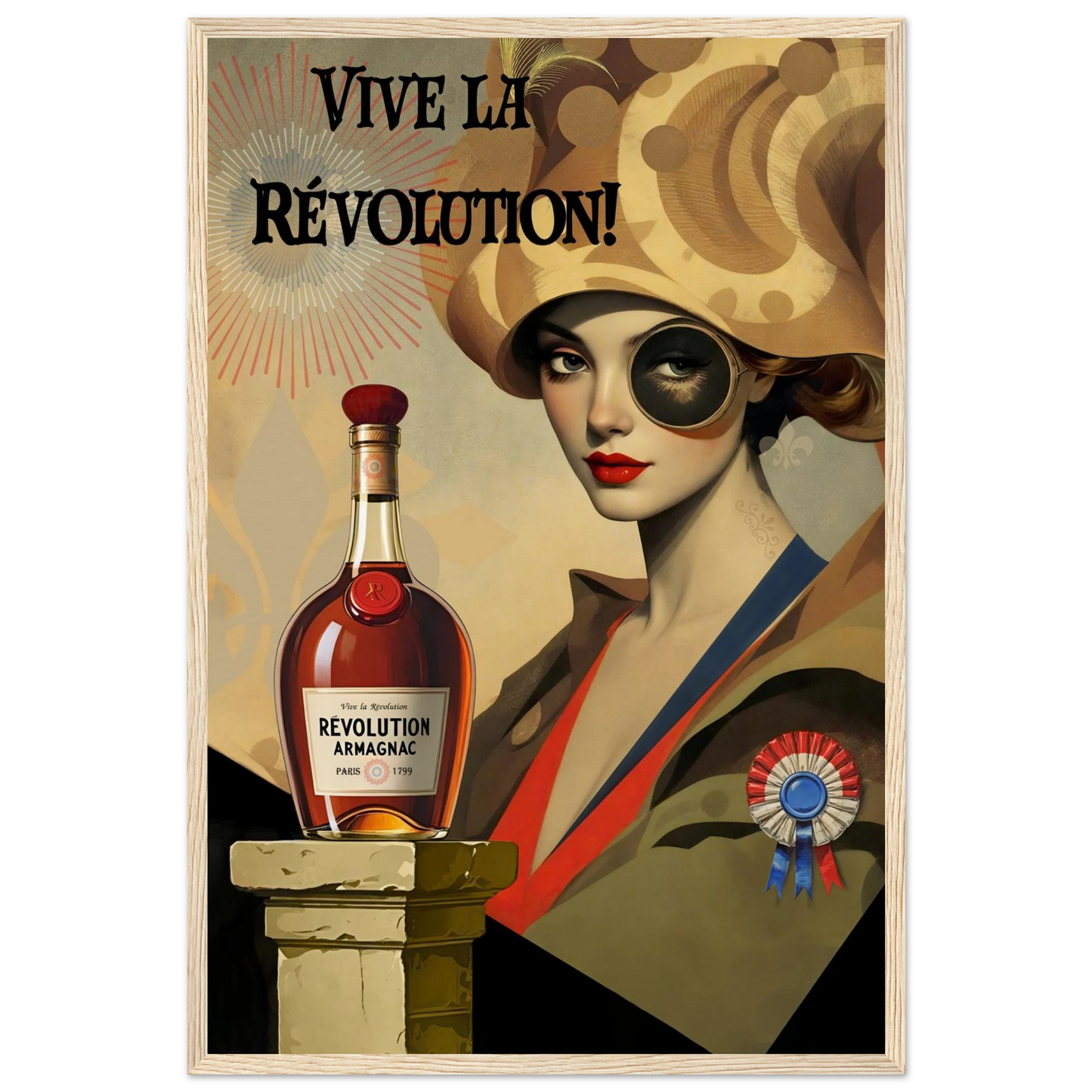 Vintage French Revolution Cognac Art Print Light Wood Frame 40x60 cm 16x24″ Museum-Quality Matte Paper Wooden Framed Poster