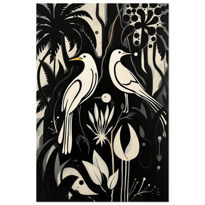Black & White Minimalist Bird Art Print No Frame 40x60 cm 16x24″ Premium Matte Paper Poster