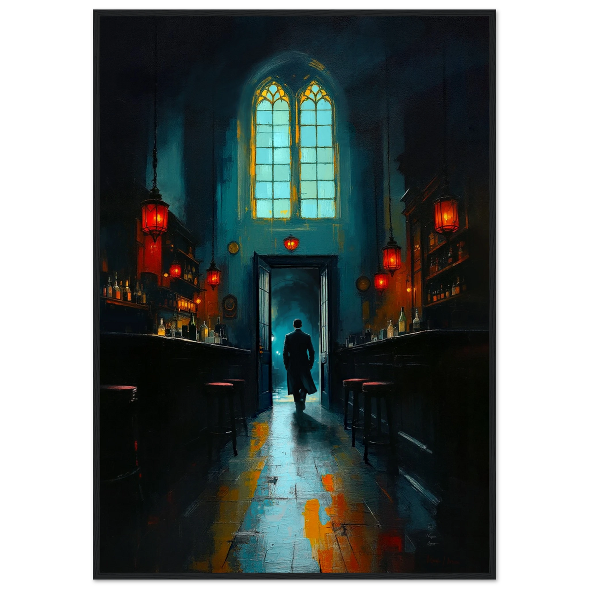 Speakeasy Bootleg Bar Prohibition Art Print 70x100 cm 28x40″ Classic Matte Paper Wooden Framed Poster Black Wood Frame