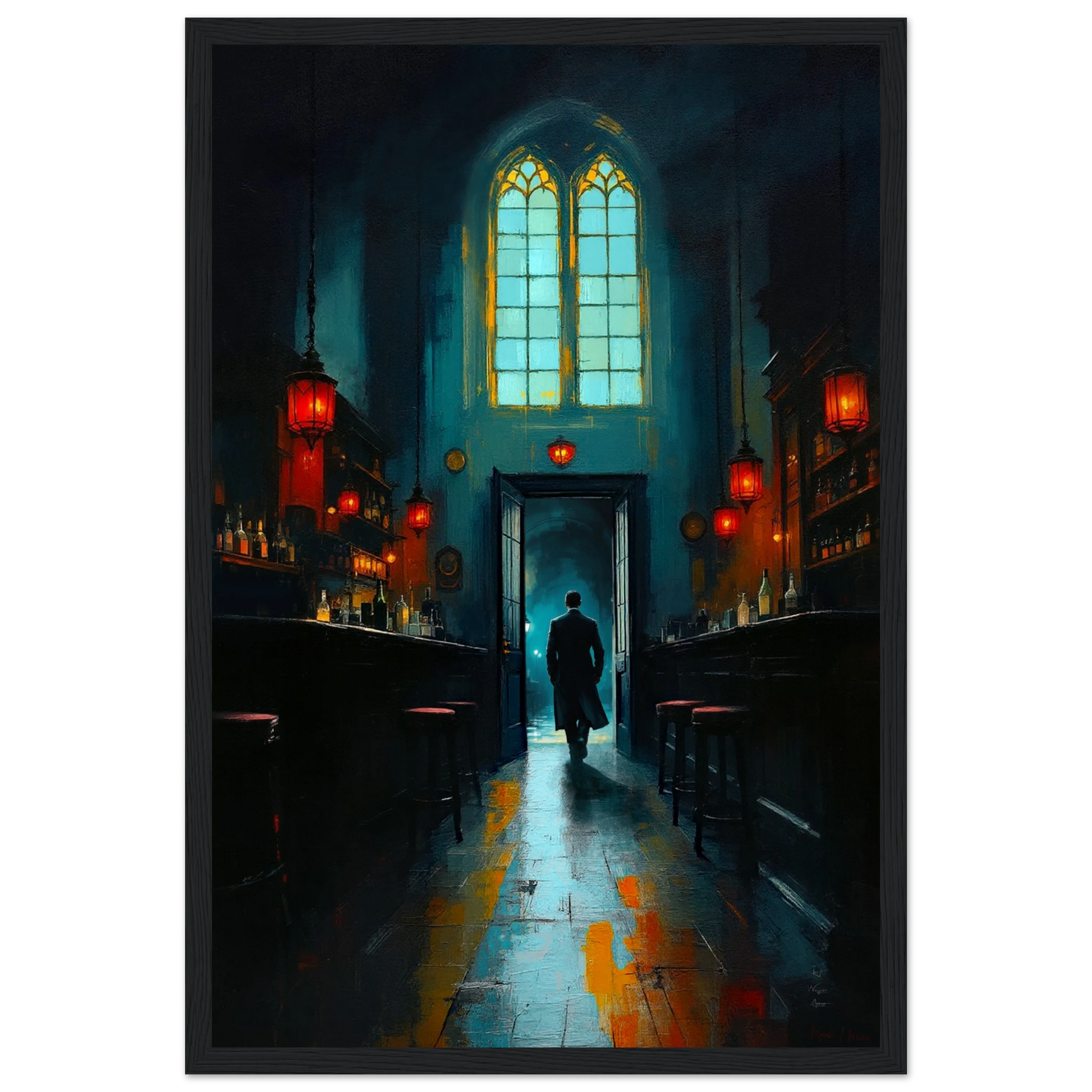 Speakeasy Bootleg Bar Prohibition Art Print Black Wood Frame 30x45 cm 12x18″ Premium Matte Framed Poster