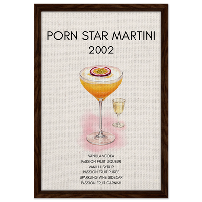 Porn Star Martini Bar Art Cocktail Print Dark Brown Wood Frame 40x60 cm 16x24″ Framed Canvas