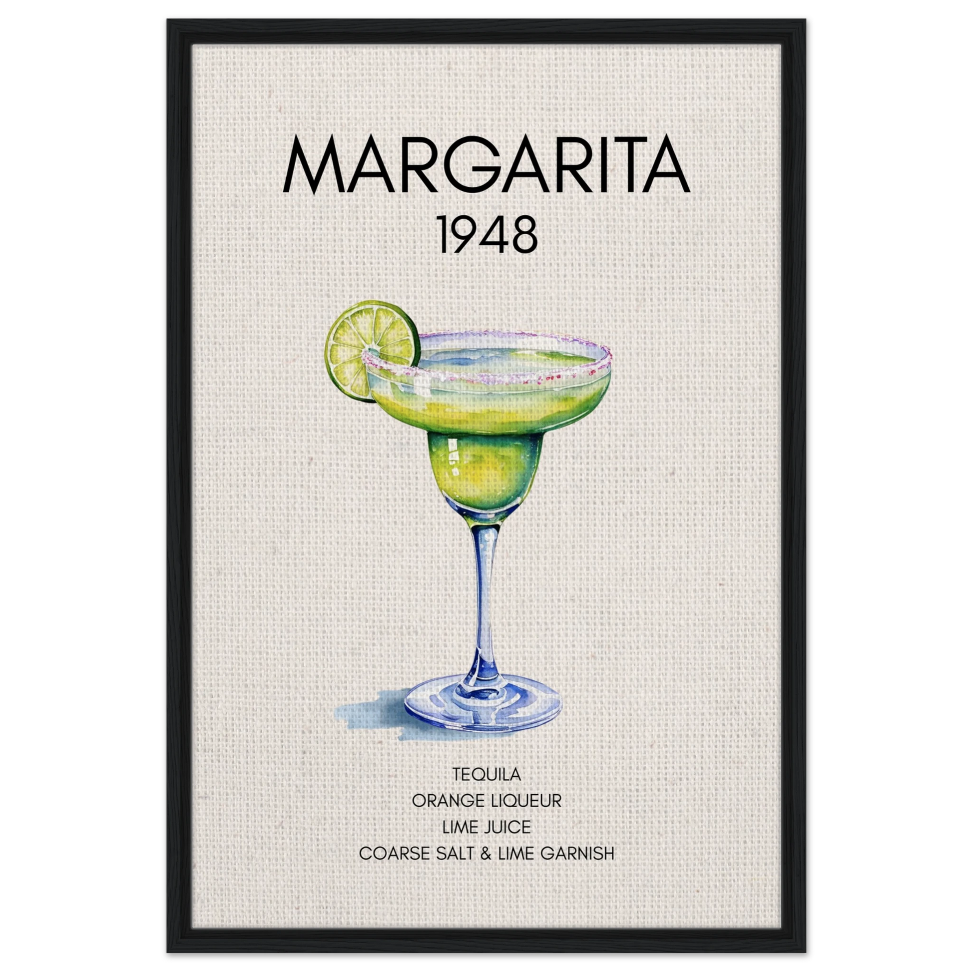 Margarita Cocktail Bar Art Print Black Wood Frame 60x90 cm 24x36″ Framed Canvas