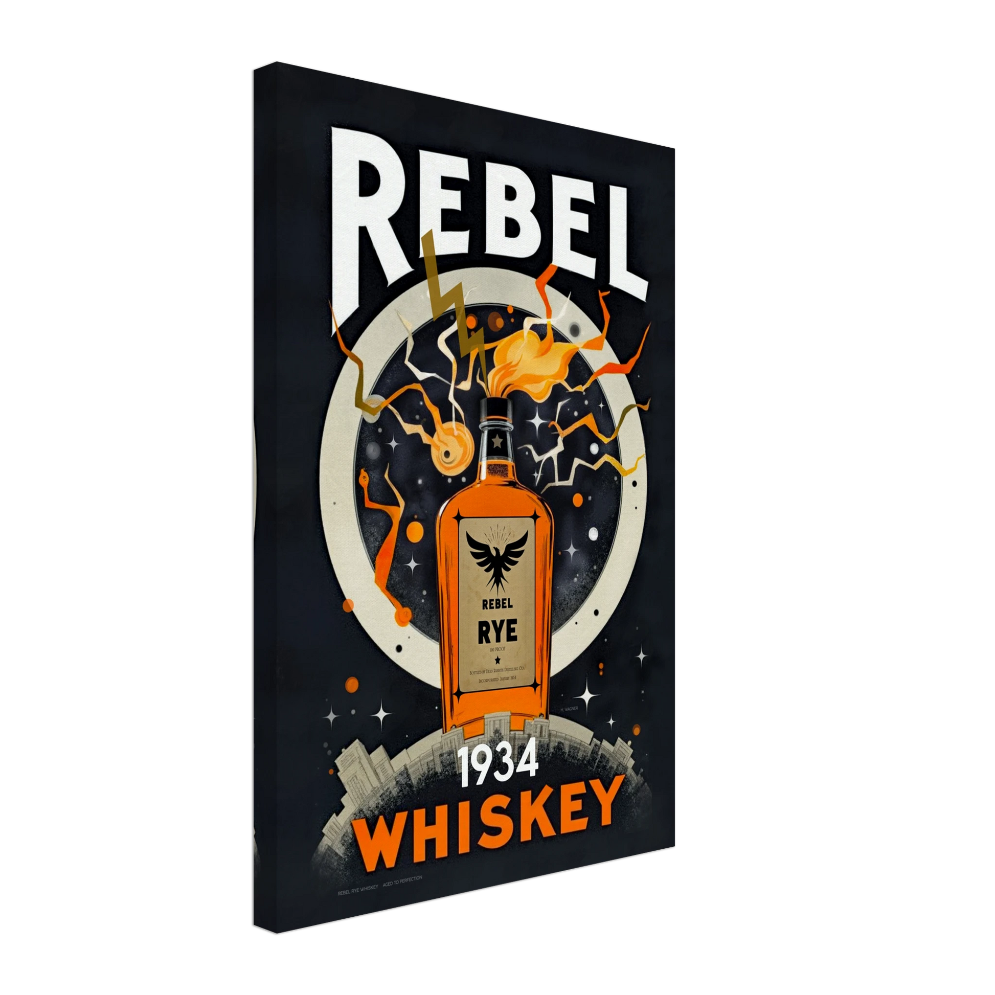 Rebel Whiskey Cocktail Bar Poster Print No Frame 40x60 cm 16x24″ Canvas