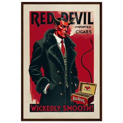 Red Devil 1920s Art Deco Cigar Art Print 40x60 cm 16x24″ Museum-Quality Matte Paper Wooden Framed Poster Dark Brown Wood Frame