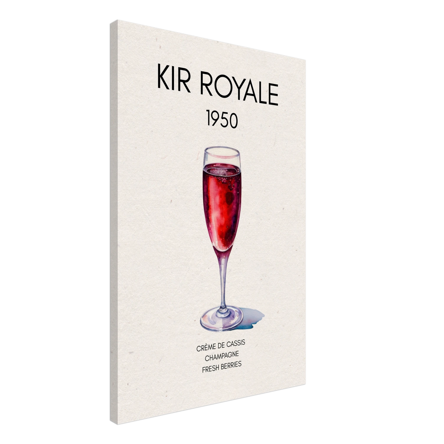 Kir Royale Champagne Cocktail Bar Poster Print No Frame 60x90 cm 24x36″ Gallery Wrapped Canvas