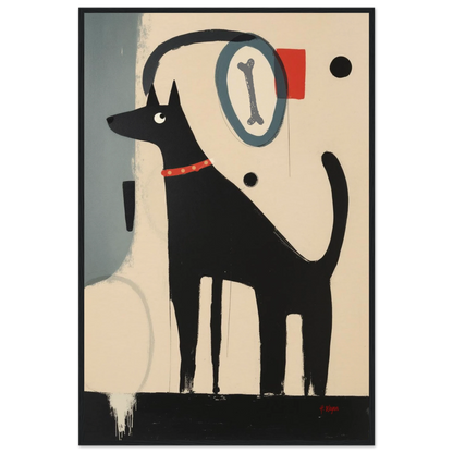 Funny Modern Dog Lover's Art Print 60x90 cm 24x36″ Museum-Quality Matte Paper Wooden Framed Poster Black Wood Frame