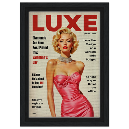 Marilyn Monroe Hollywood Glam Art Print 20x30 cm 8x12″ Framed Canvas Black Wood Frame