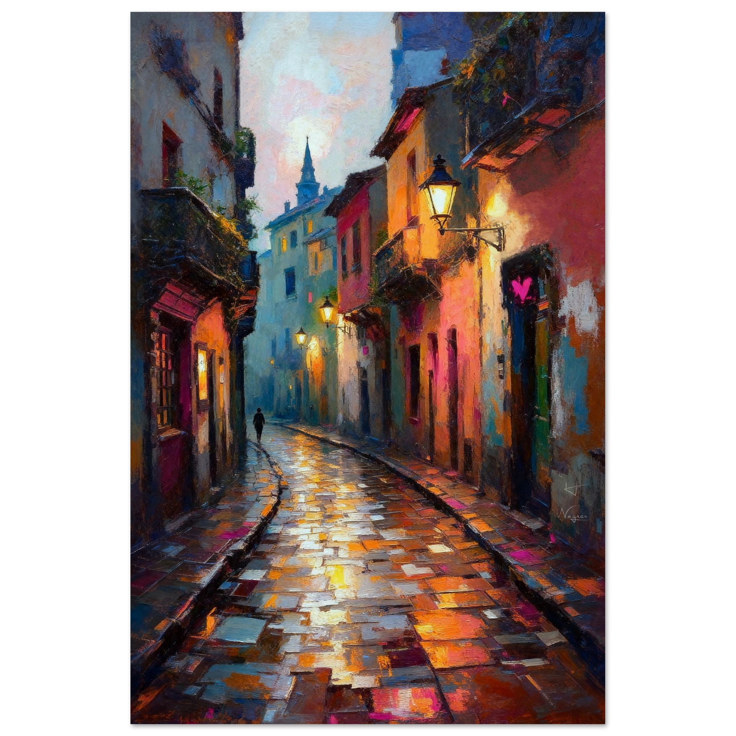 Old Europe Romantic Street Art Print 30x45 cm 12x18″ Museum-Quality Matte Poster No Frame