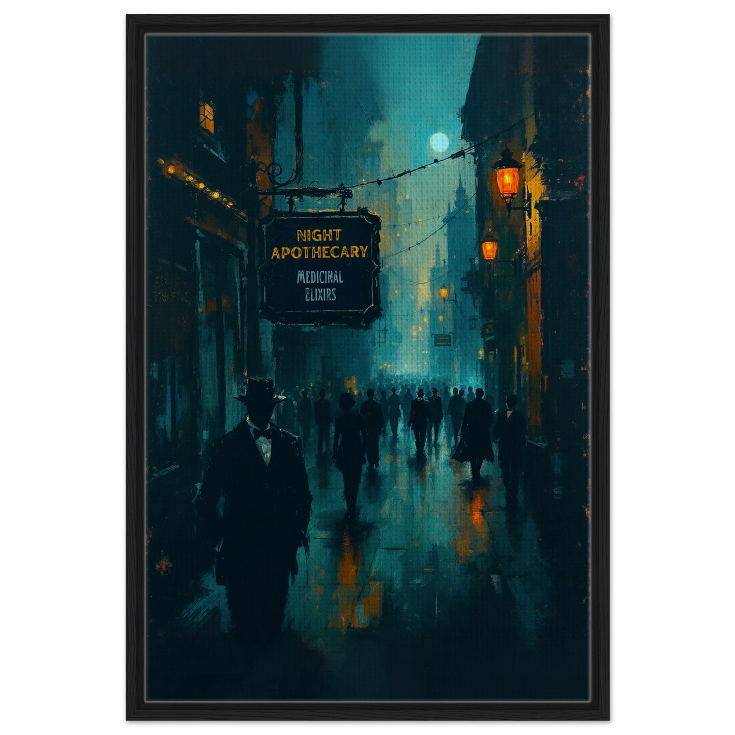 Prohibition Speakeasy Moody Nightlife Art Print Black Wood Frame 60x90 cm 24x36″ Framed Canvas