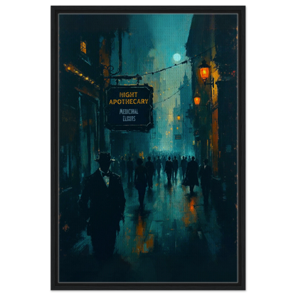 Prohibition Speakeasy Moody Nightlife Art Print 60x90 cm 24x36″ Framed Canvas Black Wood Frame