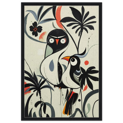 Abstract Bird Modern Tropical Art Print Black Wood Frame 60x90 cm 24x36″ Framed Canvas