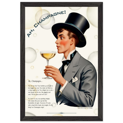 Art Deco Champagne Funny Poem Art Print 60x90 cm 24x36″ Canvas -