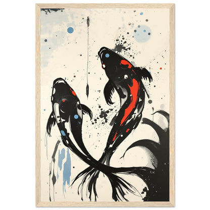 Modern Koi Fish Ocean Art Print 30x45 cm 12x18″ Premium Matte Framed Poster Light Wood Frame