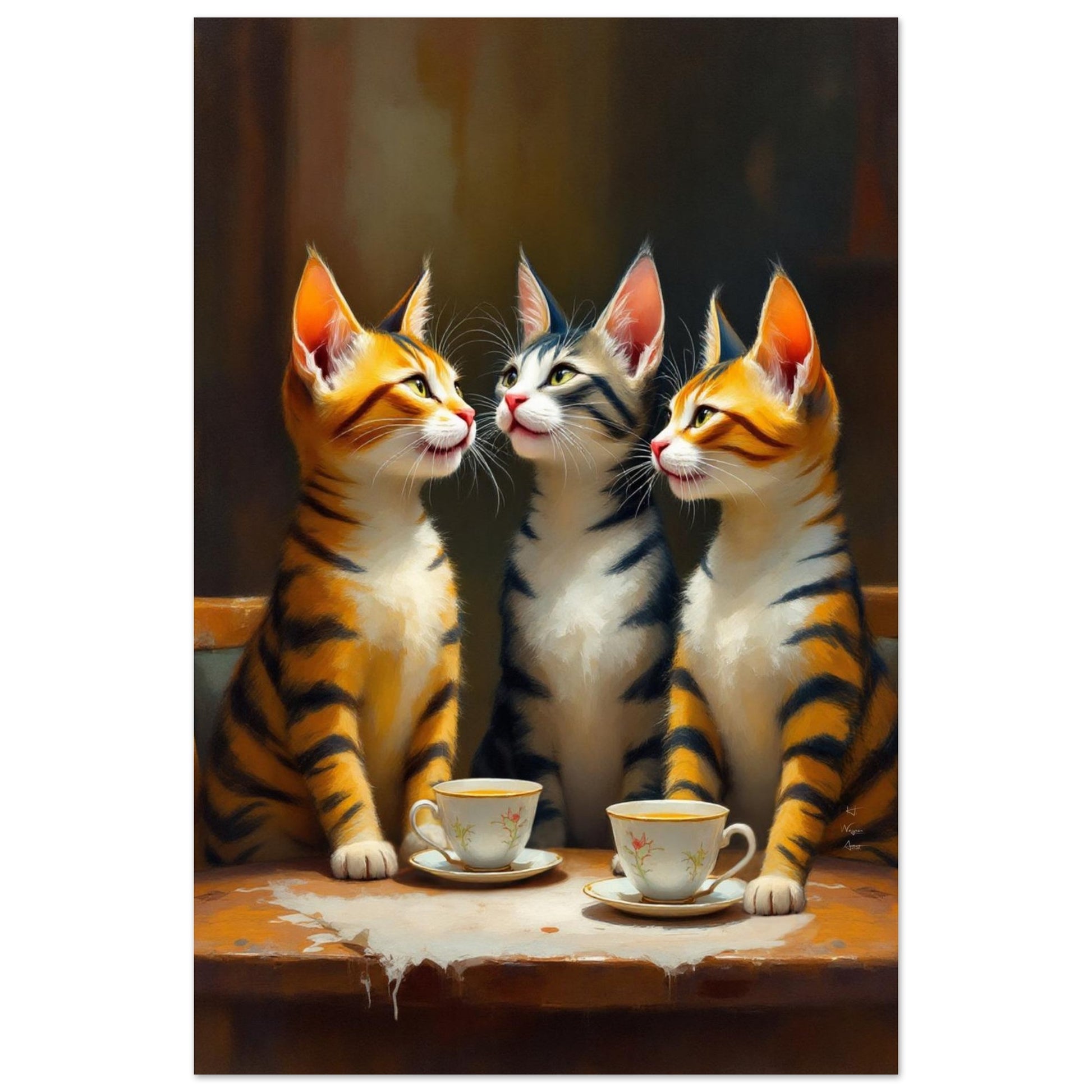 Tabby Cat Vintage Kitchen Art Print 60x90 cm 24x36″ Premium Matte Poster No Frame