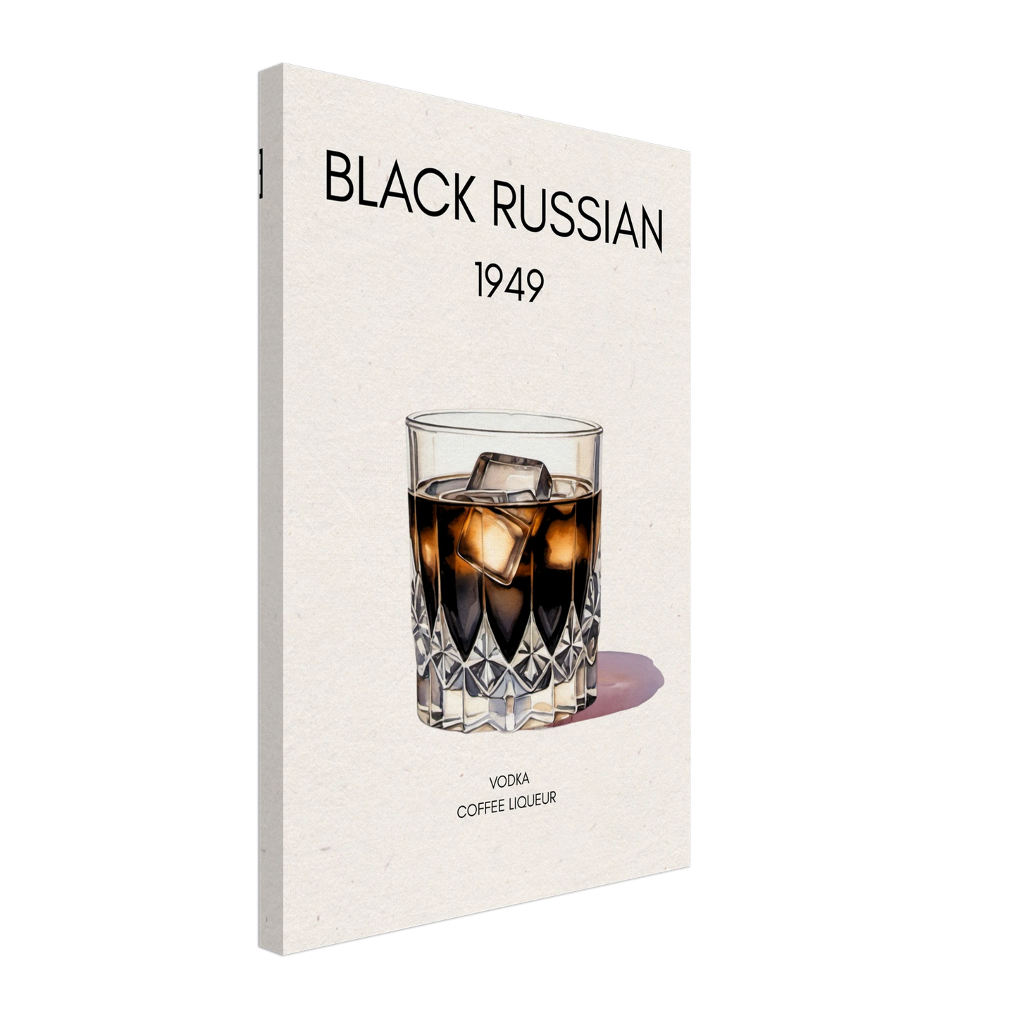 Black Russian Cocktail Bar Art Poster Print No Frame 40x60 cm 16x24″ Gallery Wrapped Canvas