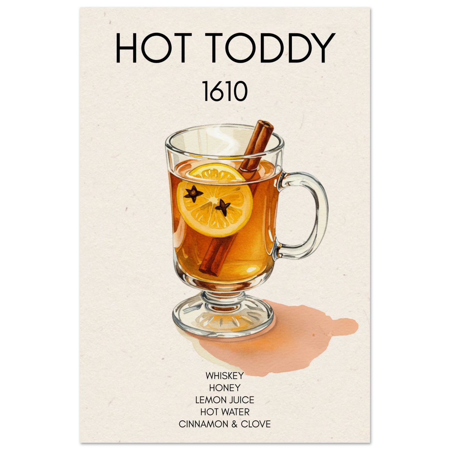 Hot Toddy Cocktail Bar Art Print No Frame 40x60 cm 16x24″ Museum-Quality Matte Paper Poster