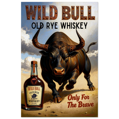 Wild Bull Old West Rye Whiskey Poster Print 60x90 cm 24x36″ Museum-Quality Matte Poster No Frame